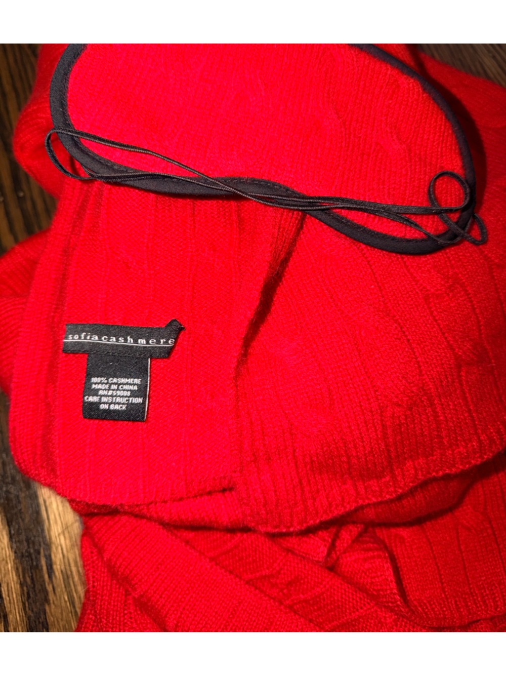 Sofia Cashmere Red Cable-Knit travel pillow, eye mask blanket set